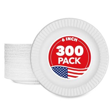 Imagem de Prato de papel Stock Your Home de 15,24 cm sem revestimento, pratos de sobremesa descartáveis todos os dias de 15,24 cm de massa de prato de papel, branco, 300 unidades