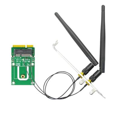 Imagem de GLOTRENDS Adaptador sem fio Mini PCIe para NGFF M.2 Key E/A+E (sem cartão de rede WiFi) com antena SMA de banda tripla para placa de rede sem fio M.2 WiFi 4/5/6/6E