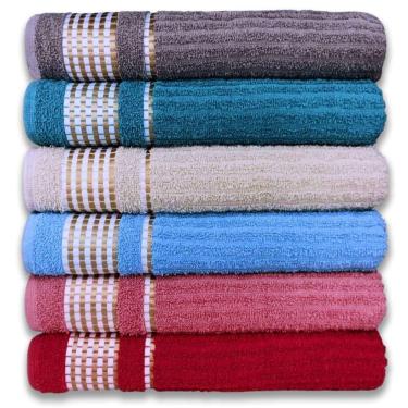 Imagem de Kit 5 Toalhas De Banho Caneladas Gigante Banhão 70 X 140 Beka Alta Absorção