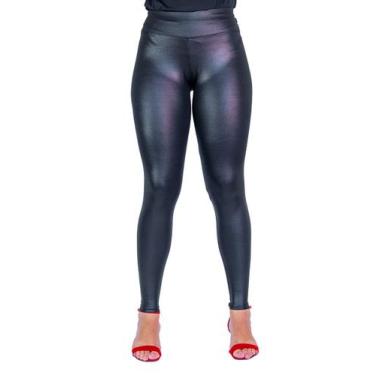Imagem de Calça Legging Cirre Cintura Alta Brilho Molhado Couro Lycra Pronta Ent