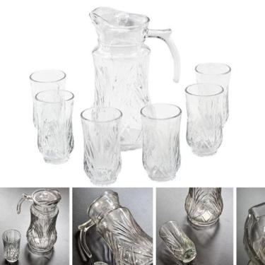 Imagem de Jarra De Vidro Com 6 Copos Tampa Água Suco 1800ml - Cheng Xiang, Conju