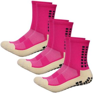 Imagem de kit 3 pares Meias esportivas antiderrapante compressão Pilates idosos 