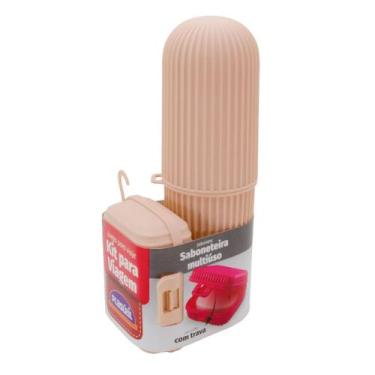Imagem de Kit Para Viagem Porta Escova de Dente Multiuso e Saboneteira Multiuso 