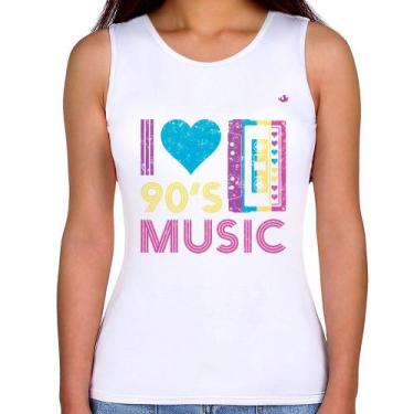 Imagem de Regata Feminina I love 90's music - Foca na Moda, Branco, GGG