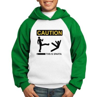 Imagem de Moletom Infantil This is Sparta - Foca na Moda, Branco, Verde, 10