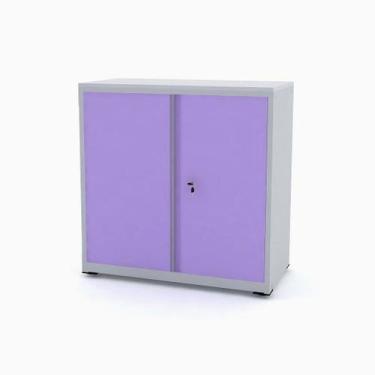 Imagem de Armário de Aço Baixo com Tampo de Madeira Ap406sl Pandin 84 cm Cinza e