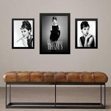 Imagem de Set 3 Quadros Audrey Bonequinha De Luxo - com vidro - Quadros On-line,