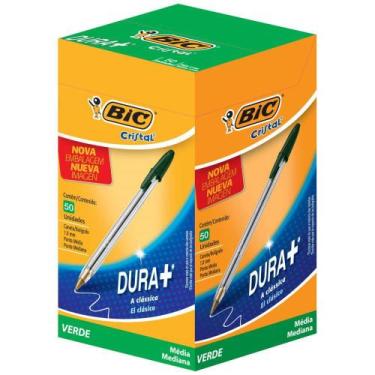 Imagem de Caneta Esferográfica BIC Cristal Dura Verde - Caixa com 50 Unidades
