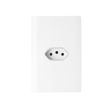 Imagem de Tomada 20A Branca Brilhante com Cromado Luxo Novara Dicompel