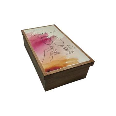 Imagem de Caixa para Vinho Tampa de Sapato 1 Div Congratulations 35x20x10 Mdf Pi