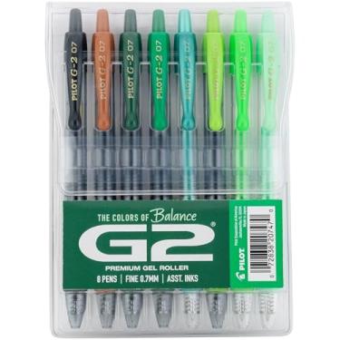 Imagem de Pilot, Canetas rolo de gel premium G2, pacote G2 Boost Greens, as cores do equilíbrio, pacote com 8 unidades, ponta fina de 0,7 mm, sortidas