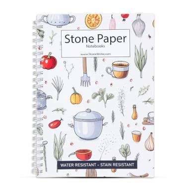 Imagem de StoneWrite Caderno de culinária à prova d'água - para listas de compras ou um livro de receitas para escrever em suas próprias receitas - Chefs - Cozinheiros - Padeiros - Todos os fãs de cozinha - 50