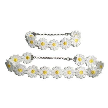 Imagem de JOYID Colar com pingente de folha de pérola de girassol doce de resina margarida corrente clavicular joia moderna para mulheres, Pérola