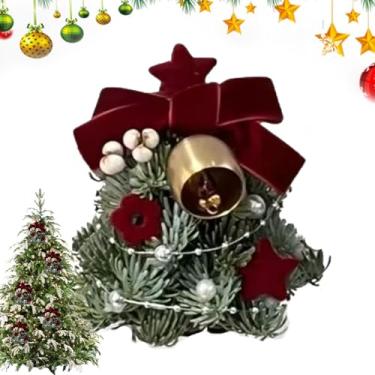Imagem de Árvore de Natal de mesa pequena,Árvore de Natal de mesa | Enfeites de árvore de Natal em miniatura à prova d'água, centros de mesa - Árvore de Natal pequena artificial de PVC com sino para família, am