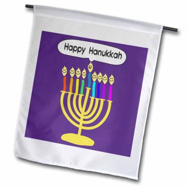 Imagem de 3dRose fl_112818_2"Purple Happy Hanukkah Smiley Menorah - Linda bandeira de jardim com desenho Channukia, 45 x 67