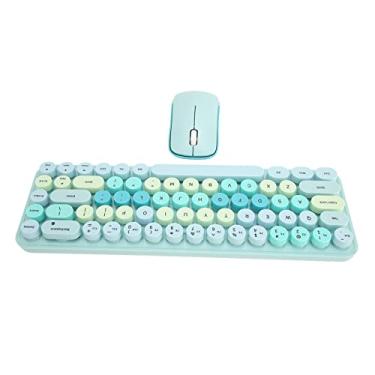 Imagem de Zunate Teclado e mouse retrô, conjunto de teclado portátil para jogos de 68 teclas com receptor USB, cores mistas, teclas redondas para PC, laptop, desktop (#1)