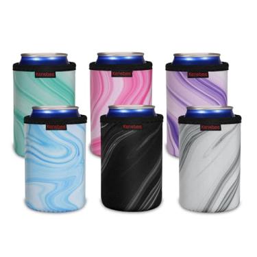 Imagem de KENOBEE Pacote com 6 Capas de Refrigerador de Lata Padrão de 12 Onças, Capas de Suporte para Latas de Neoprene Antiderrapantes Reutilizáveis E Isoladas Macias para Refrigerantes, Cerveja, Refrigerante