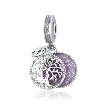 Imagem de MiiFort Pingente de árvore genealógica cintilante da vida serve para pulseiras Pandora Charms Moments, One Size, Cobre, Sem Pedra Preciosa