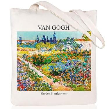 Imagem de Andeiltech Sacola de Lona Estética Bonita Vintage Sacolas Livro Bolsa de Ombro Reutilizáveis - Van Gogh Garden em Arles - W14.9*H15.7 inches