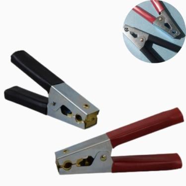 Imagem de Par Garra Bateria Carga Alicatao Ponteira Latao Ate 60 Amperes