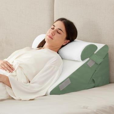 Imagem de Ruqmuis Conjunto de 3 almofadas de cunha para pós-cirurgia, almofada ajustável de 23 e 30 cm para dormir, almofada inclinada para cabeceira, pós-cirurgia, refluxo ácido, suporte de pescoço e costas