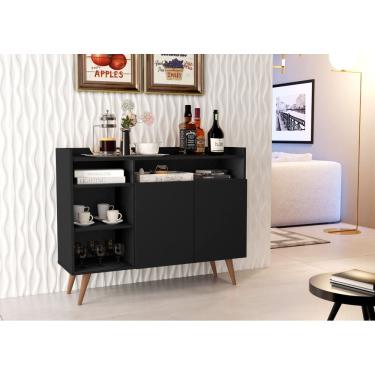 Imagem de Aparador Balcão Buffet Celta Retro 2 Portas Preto - Rede Móveis