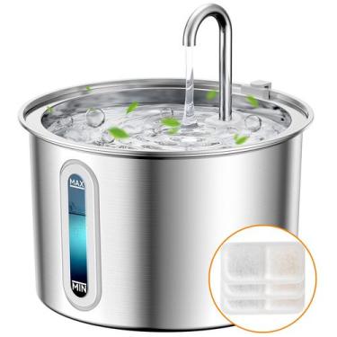 Imagem de Fonte de Água Cat Oneisall 2L - Aço Inoxidável com Bomba e Filtro