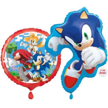 Imagem de Conjunto de Balões Sonic The Hedgehog - 2 Balões Multicoloridos em Foi