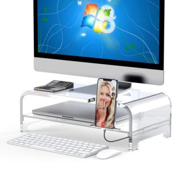 Imagem de Suporte para Laptop Beimu Acrílico com Armazenamento - Design Transpar