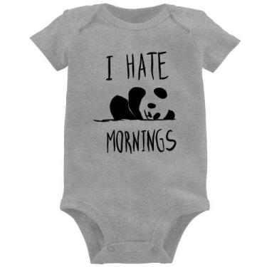 Imagem de Body Bebê I Hate Mornings - Foca na Moda, Cinza, G