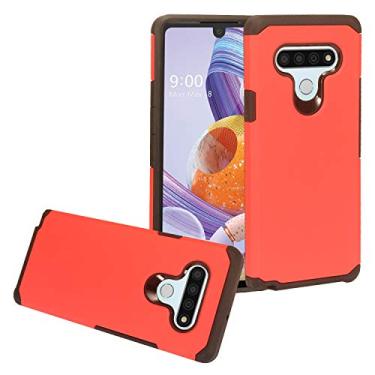 Imagem de CELZEN - Para LG Stylo 6 LM-Q730 (2020) - Capa de telefone híbrida emborrachada - AH2 vermelha