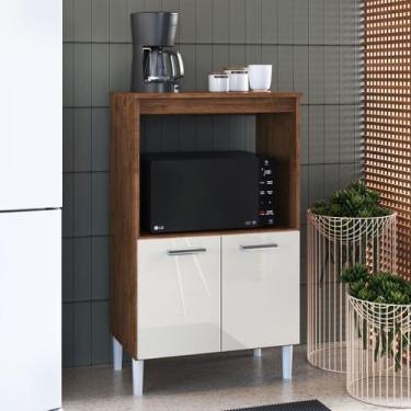 Imagem de Balcão Multiuso para Forno e Microondas Turin 65cm STX Móveis, Noce
