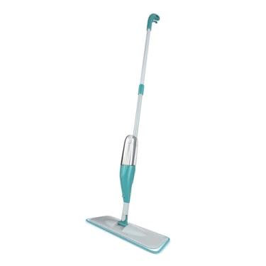 Imagem de Mop Spray com Reservatório, Vassoura Plana com Microfibra, Base Giratória 360°, Verde Água