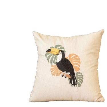 Imagem de Almofada Linho Estampa Tucano 45x45cm. com Enchimento Bege