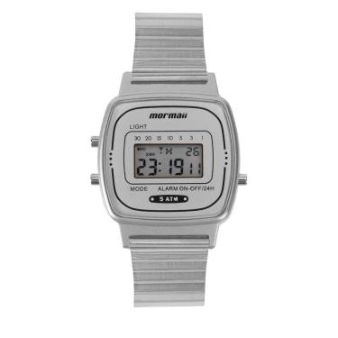 Imagem de Relógio MORMAII feminino digital quadrado prata MO13722A/7K