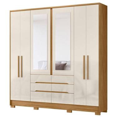 Imagem de Guarda Roupa Casal San Francisco 6 Portas Freijó Off White com Espelho - Moval