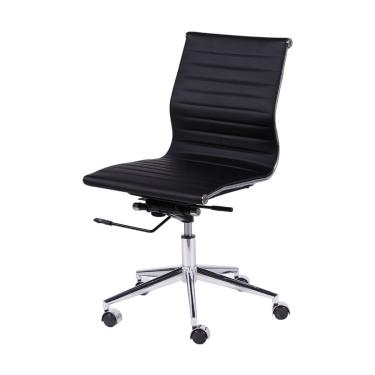 Imagem de Cadeira Boxbit Eames Office Esteirinha Baixa p. U. Preta Base Rodízio Cromada sem Braço