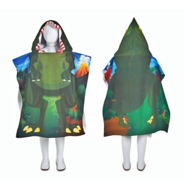 Imagem de Poncho Toalha De Praia Infantil Com Capuz Dinossauro