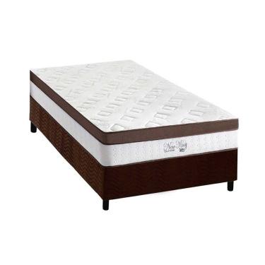 Imagem de Cama Box Solteiro: Colchão Molas MasterPocket Ensacadas Anjos New King + Base crc Suede Brown(88x188)