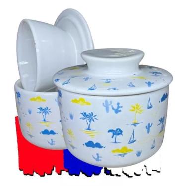 Imagem de Manteigueira Francesa Decorada Nuvens Amarelas