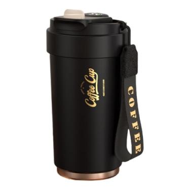 Imagem de Xícara de café inteligente avançada, aço inoxidável de parede dupla de 425 g com forro de cerâmica e display digital de temperatura, caneca isolada elegante para escritório, escola e uso ao ar livre