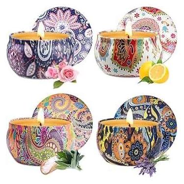 Imagem de Super Velas Aromáticas Perfumadas Na Lata Decorada Mandala importadas 