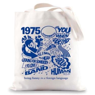 Imagem de BWWKTOP Sacola Indie Rock Band Tote Bag Presentes Inspirados em Álbum de Música Presentes Fãs de Rock Sacola de Banda de Música (1975 TG)