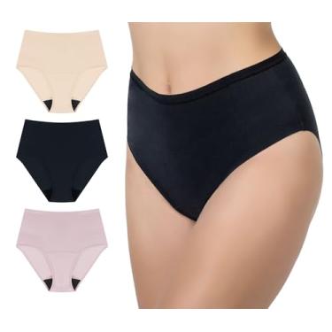 Imagem de AIRCUTE Algodão Absorvente de Incontinência Urinária Roupa Íntima Feminina Proteção contra Vazamento da Bexiga, Calcinhas Reutilizáveis de Cintura Alta à Prova de Vazamento, 60 ml, 3 Pacotes (Pequeno)