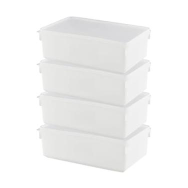 Imagem de Kit 4 Caixa Organizadora Bandeja Plástica Frigorifica C/Tampa Multiuso Freezer 3,5L