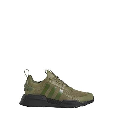 Imagem de adidas Tênis infantil masculino NMD_R1 V3 com cadarço casual - branco, Focus Olive/Focus Olive/Core Black, 19