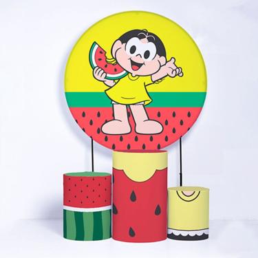 Imagem de Kit Painel de Festa Redondo de 1,50m e Trio de Cilindros Turma da Mônica - Fera Print