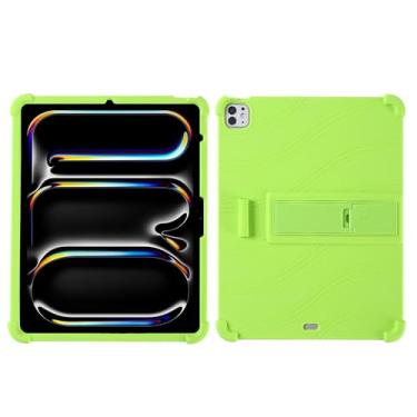 Imagem de QYiiD Capa para iPad Pro 13 polegadas M4 (2024), capa protetora de silicone leve à prova de choque macio para crianças, capa de silicone com proteção contra quedas de TPU macio, verde
