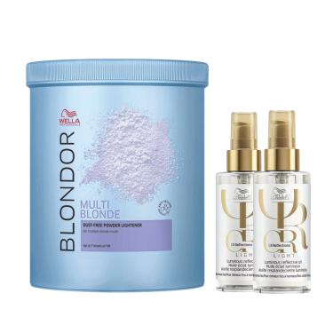 Imagem de Kit Pó Descolorante Blondor 800g e 2 Oil Reflections Light 100ml