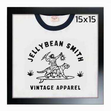 Imagem de Allenkwok Moldura de exibição de camiseta de madeira maciça de 38 cm x 38 cm para camisetas grandes, GG e 2GG, suporte de parede ou estojo de exibição de mesa para camisetas, camisetas e lembranças